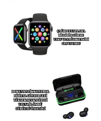 Ucuz ve Kaliteli Kulaklıklı Saat Seti Bluetooth Bağlantılı Akıllı Saat ve Kulaklık