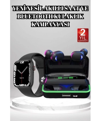 Ucuz ve Kaliteli Kulaklıklı Saat Seti Bluetooth Bağlantılı Akıllı Saat ve Kulaklık