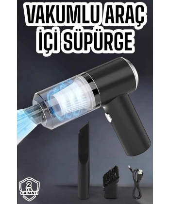 Üflemeli Güçlü Vakumlu Ev Ofis Araç Süpürgesi El Süpürgesi Şarjlı