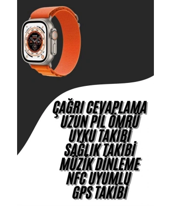 Ultra Max Kordon Kilitli Akıllı Saat Amoled Ekran Titreşimli Çağrı Cevaplayabilen