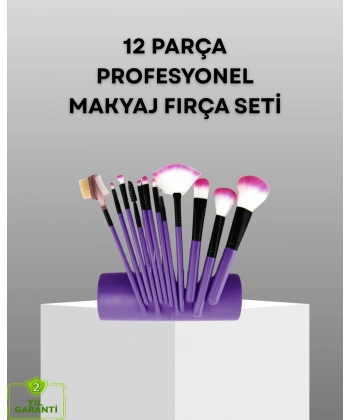 Ultra Yumuşak 12’li Makyaj Fırça Seti – Dökülme Yapmaz, Dalin Şampuan ile Temizlenebilir
