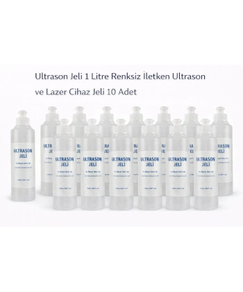 Ultrason Jeli 1 Litre Renksiz İletken Ultrason ve Lazer Cihaz Jeli 10 Adet