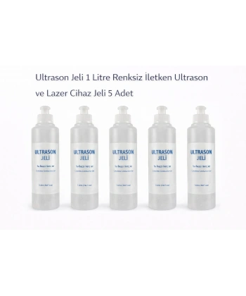 Ultrason Jeli 1 Litre Renksiz İletken Ultrason ve Lazer Cihaz Jeli 5 Adet