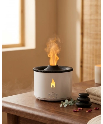 Ultrasonik Uçucu Yağ Difüzörü Alev Görünümlü Ortam Nemlendirici