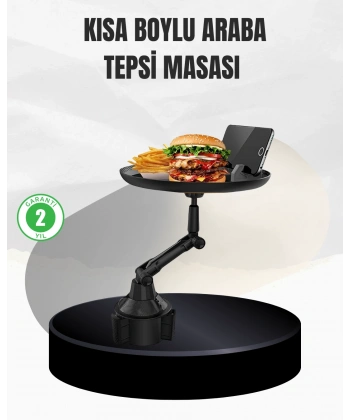 Universal Araç İçi Bardaklık Tepsisi 9 İnç Yemek Alanı ve Telefon Standlı