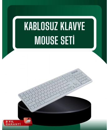 USB Alıcılı Kablosuz Klavye Mouse - Geniş Uyumluluk, Sessiz Tuşlar