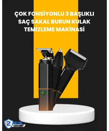 USB-C Şarjlı 3 in 1 Erkek Bakım Cihazı – Sessiz Motorlu Saç ve Sakal Kesme Makinesi