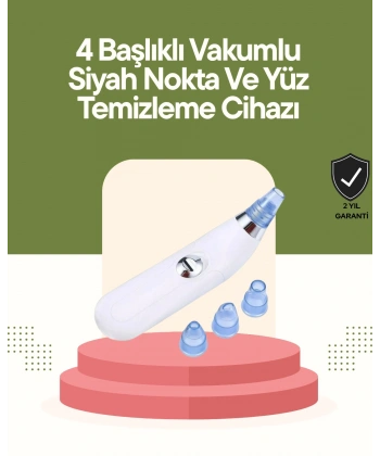 USB Destekli 4 Başlıklı Siyah Nokta Vakum Cihazı – Gözenek Temizleyici ve Cilt Yenileyici Bakım Aleti
