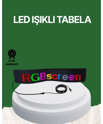 USB Girişli RGB LED Tabela Ayarlanabilir Parlaklık ve Kayan Yazı Özellikli