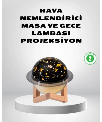 USB Projeksiyon Gece Lambası ve Hava Nemlendirici – Aromaterapi Destekli, Taşınabilir Mini