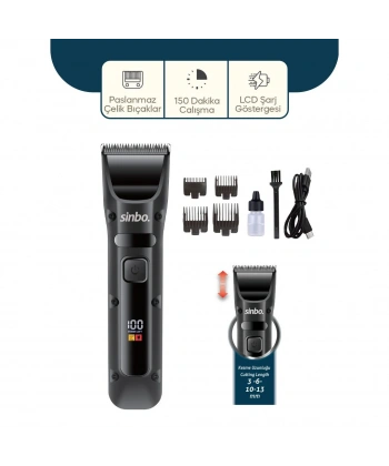 USB ŞARJLI - LCD GÖSTERGELİ SAÇ - SAKAL KESME TRAŞ MAKİNESİ SHC-1911