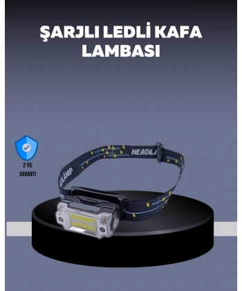 USB Şarjlı Mini LED KAFA Feneri 50m Odak 150m Geniş Aydınlatm