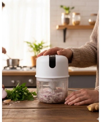 USB Şarjlı Mini Rondo Sarımsak Soğan Zencefil