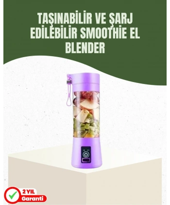 USB Şarjlı Portatif Blender 380ml Çelik 304 Bıçaklı Mobil Smoothie Maker