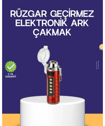 USB Şarjlı Rüzgar Geçirmez Elektrikli Çakmak El Fenerli