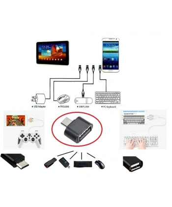 Usb to Micro USB ye Dönüştürücü - Klavye Mouse Joystick Telefona Bağlama
