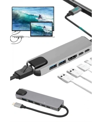 Usb Type-c Hub Dönüştürücü Çevirici Çoklayıcı Macbook Çevirici 8 Portlu