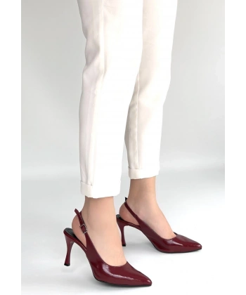 Uster Bordo Rugan Topuklu Ayakkabı