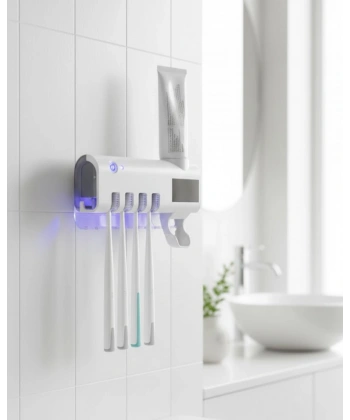 UV Sterilizasyonlu Duvara Monte Otomatik Diş Fırçası Tutucu