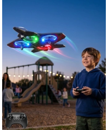 Uzaktan Kumandalı LED Işıklı Drone Uçak 360 Derece Dönüş Özellikli Oyuncak Drone