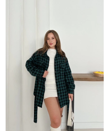 Uzun kaşe gömlek petrol yeşili st255812