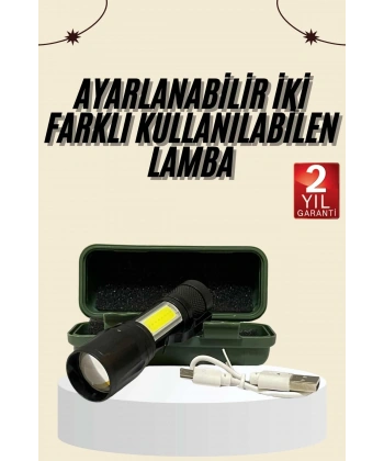Uzun Menzilli Şarjlı El Feneri Uzun Ömürlü Led Işık Lamba