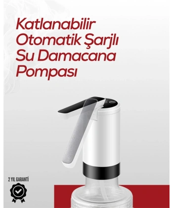 Uzun Şarj Süreli Su Pompası | Tek Tuşla Başlat/Durdur | Cam Damacana Uyumlu | Enerji Tasarruflu 4W Güç