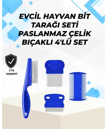 Uzun ve Kısa Tüylü Hayvanlara Özel Bit Tarağı ve Tüy Temizleme Seti