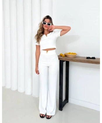 V aksesuarlı ottoman takım beyaz s255850