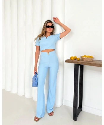 V aksesuarlı ottoman takım mavi s255850