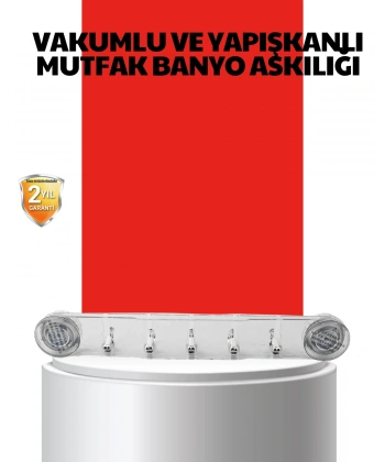 Vakumlu ve Yapışkanlı Mutfak Banyo Askılığı 5 Bölmeli Pratik Düzenleyici