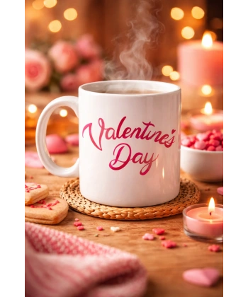 Valentine’s Day Porselen Kupa Model 3 – Aşk Temalı Özel Tasarım Kahve & Çay Kupası , Sevgililer Günü Hediyesi