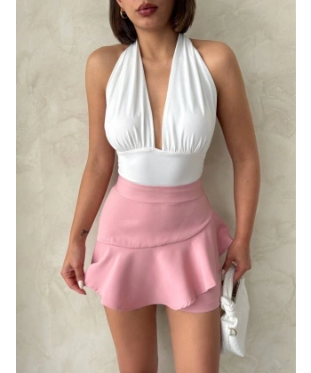 Valonlu fırfırlı şort s24683