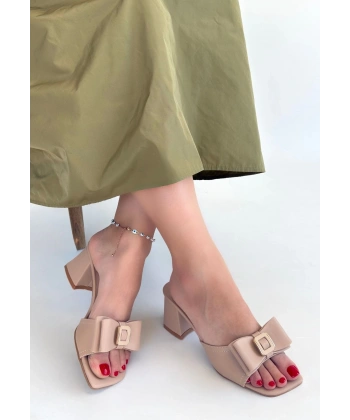 Veor Nude Cilt Topuklu Terlik