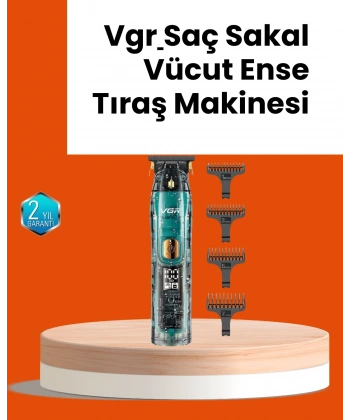 VGR V-695 Şarjlı Saç Sakal Tıraş Makinesi 2600mAh Batarya ve Kılavuz Taraklı