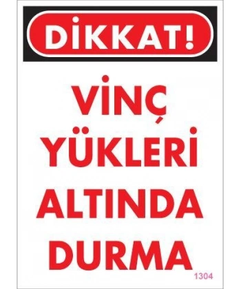 Vinç Uyarı Levhası 25x35 KOD:1304