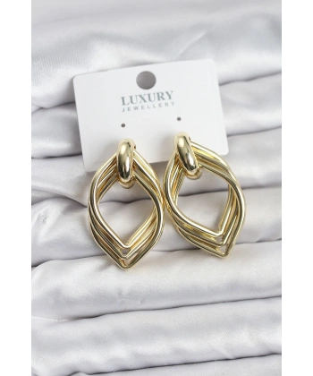 Vintage Gold Renk Pirinç Kadın Küpe