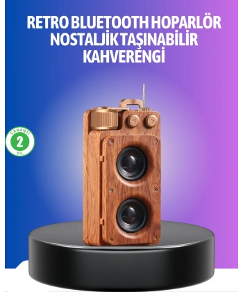 Vintage Tasarımlı Bluetooth Hoparlör Uzun Pil Ömürlü ve FM Destekli