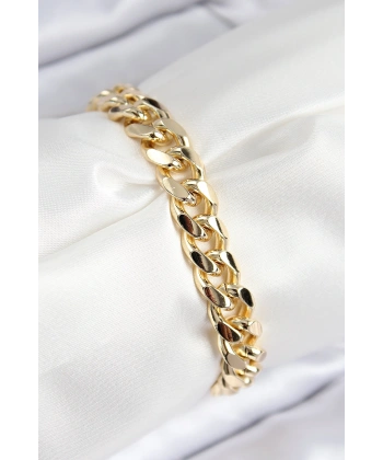 VIP Pirinç Zirkon Taşlı Klasik Zincir Model Gold Renk Kadın Bileklik