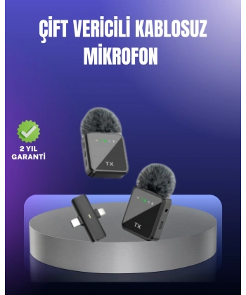 Vlog Podcast ve Röportajlar İçin Kablosuz Çift Yaka Mikrofon