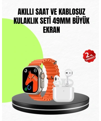 Watch 9 Max Akıllı Saat Seti 2 Kordonlu Kablosuz Kulaklık Hediyeli