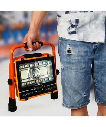 Watton WT-734 P70 LED Solar Panel Şarjlı Taşınabilir Projektör (176 SMD + Yan LED)