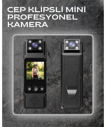 WiFi Destekli Mini Kamera – 180° Dönebilen Lens, 1080P Video, TFT Ekranlı