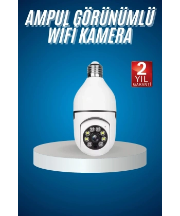 Wifi Güvenlik Kamerası Çift kameralı Ampule Takılabilir Sensörlü