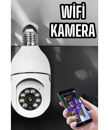 Wifi Kamera Duylu Ampul Görünümlü 360 Derece Dönebilen Ev Kamerası