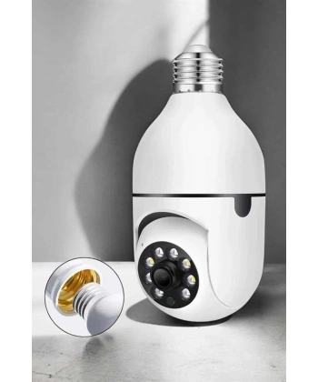 Wifi Kamera Duylu Ampul Görünümlü 360 Derece Dönebilen Ev Kamerası