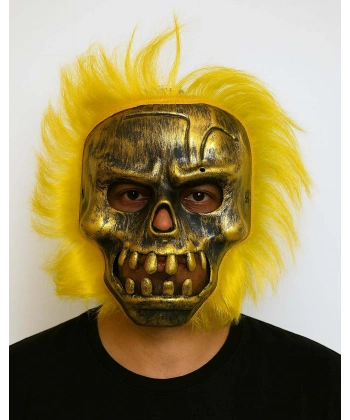 Wild Skull - Bakır Kafatası Sarı Saçlı İskelet Maske
