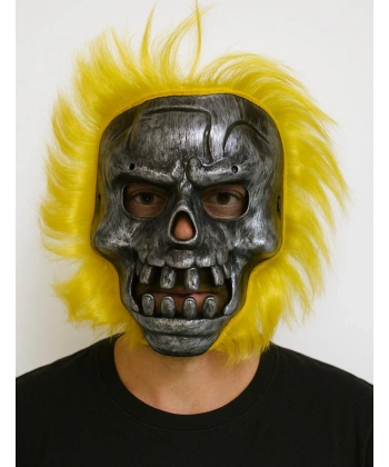 Wild Skull - Metal Kafatası Sarı Saçlı İskelet Maske