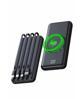 Wireless Powerbank 10000 Mah LED Ekranlı Dahili Kablolu Hızlı Şarj