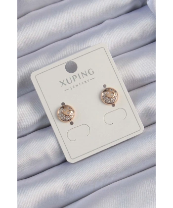 Xuping Rose Renk Zirkon Taşlı Yansımalı Oval Küpe